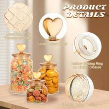 Heart-Shaped 3-Piece Jar Set Large-Capacity Glass Food Storage Jars Airtight Clamp Lids For Leak-Proof Kitchen Storage Transparent Sealed Containers Ideal For Sugar, Flour, Grains, Coffee Beans, Spices, Dried Goods, Cereal, Cookies, Tea, Nuts, Pasta Moisture-Proof, Freshness-Preserving Storage Jars Stackable For Space-Saving Easy-Open Wide-Mouth Design Essential Home Baking Ingredient & Seasoning Organizer Large Mason Wide-Mouth Jars Father's Day Gift - amber B set - 查看 1