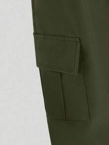 男童字母印花短袖T恤和工装裤套装 - 軍綠色 - 查看 4