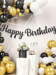 闪亮“生日快乐”丝带横幅，英文字母生日花环，墙门横幅，生日门饰，适合室内/室外派对和庆祝活动，男女皆宜，生日派对装饰用品，背景装饰，房间装饰，需要DIY自行组装。 - 彩色 - 查看 8