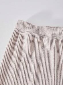 Lurzo Elegant Fashion Girls Bowknot Solid Color Long Sleeve + Long Pants 2 Pieces Set Loungewear, Made Of Comfortable Fabric And Wool Collar Design, Perfect For Spring/Autumn Pajama Party And Casual Night - Apricot - View 6