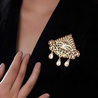 1개 유행하는 여성 브로치, 중동 아랍 전통 보석, 할로우 아웃 꽃 모양 눈물방울 펜던트 스카프/히잡 핀, 전통 결혼식, 연회, 설날 축제에 적합