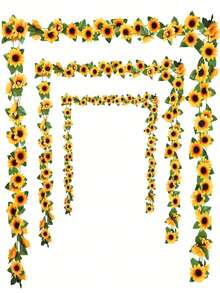 3pcs/5pcs Realistic Sunflower Garland, Lifelike Sunflower Vine Wreath With Green Leaves, Suitable For Room Decor, Kitchen Decor, Garden Decor, Birthday Decor, Wedding Decor, Party Decor, Dining Table Decor