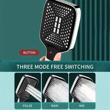 1pc High Pressure Shower Head, ABS Material, Multiple Spray Patterns, One-Touch Switch, Anti-Clogging Design, Suitable For Low Water Pressure Environments, Applicable For Hotels, Apartments, Swimming Pools, Bathrooms