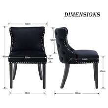 2PCS Wahson Velvet Dining Chairs, Solid Wood Chair Chairs Chair For Restaurant - Black - View 3