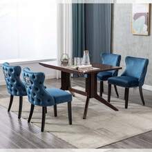 WAHSON OFFICE CHAIRS 2PCS Wahson Velvet Dining Chairs, Solid Wood Chair Chairs Chair For Restaurant - 藍色 - 查看 2