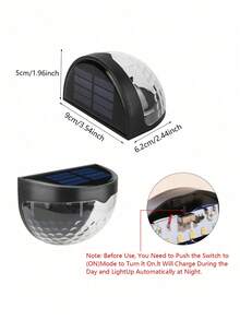 1/2/4/8 件装太阳能围栏灯、甲板灯、太阳能壁灯、太阳能壁挂式户外围栏灯、白色 LED 灯，适用于花园、家居、庭院、院子、车库、露营、万圣节、圣诞节派对装饰照明 - 彩色 - 查看 12
