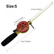 Avlcoaky 1支迷你钓竿短款冰钓竿带渔轮套装鳟鱼梭鲈鲈鱼钓竿冬季冰钓装备