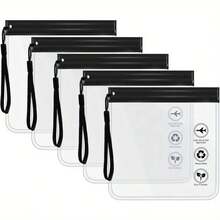 1/2/5pcsAircraft Liquid Zipper Bag, 20 X 20 Cm, 1-Liter TSA Certified Bag, Aircraft Carry On Luggage, Essential For Vacation, Waterproof And Leak Proof, With Handle, Black Transparent, Transparent Bag - Multicolor - View 12