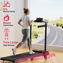 Homefitnesscode 5% Incline Walking Pad Treadmill With Foldable Handrail, Portable Compact Flat Mini Small Fold Away Running Machine, Quiet 2.5 HP Motor, LED Display Remote Control, For Home Office Gym - UK Plug(220-240V) - View 6