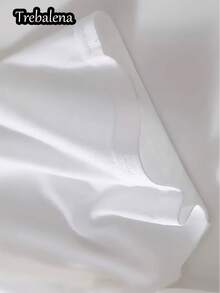 1 pieza de camiseta de poliéster de 200 g. Ropa de mujer para verano y primavera, camiseta casual de manga corta con cuello redondo y estampado - Blanco - Ver 5