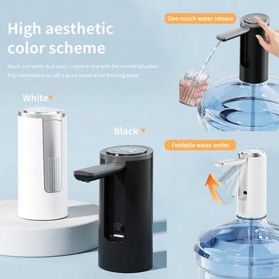 Portable Electric Water Dispenser Pump, Foldable Spout & 4 Adjustable Flow Settings, 1200mAh Battery With Type-C Charging, Fits 1-5 Gallon Jugs,Fast Flow And Quiet Operation.Jugs For Home/Office/Camping/Parties,Perfect Gift For Outdoor Enthusiasts
