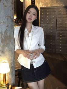 法式优雅奢华焕新时尚上衣 - 白色 - 查看 4