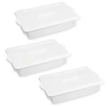 Kit 3 Caixas Organizadoras de Plástico 15L com Tampa Alimentos 56x34cm Empilháveis