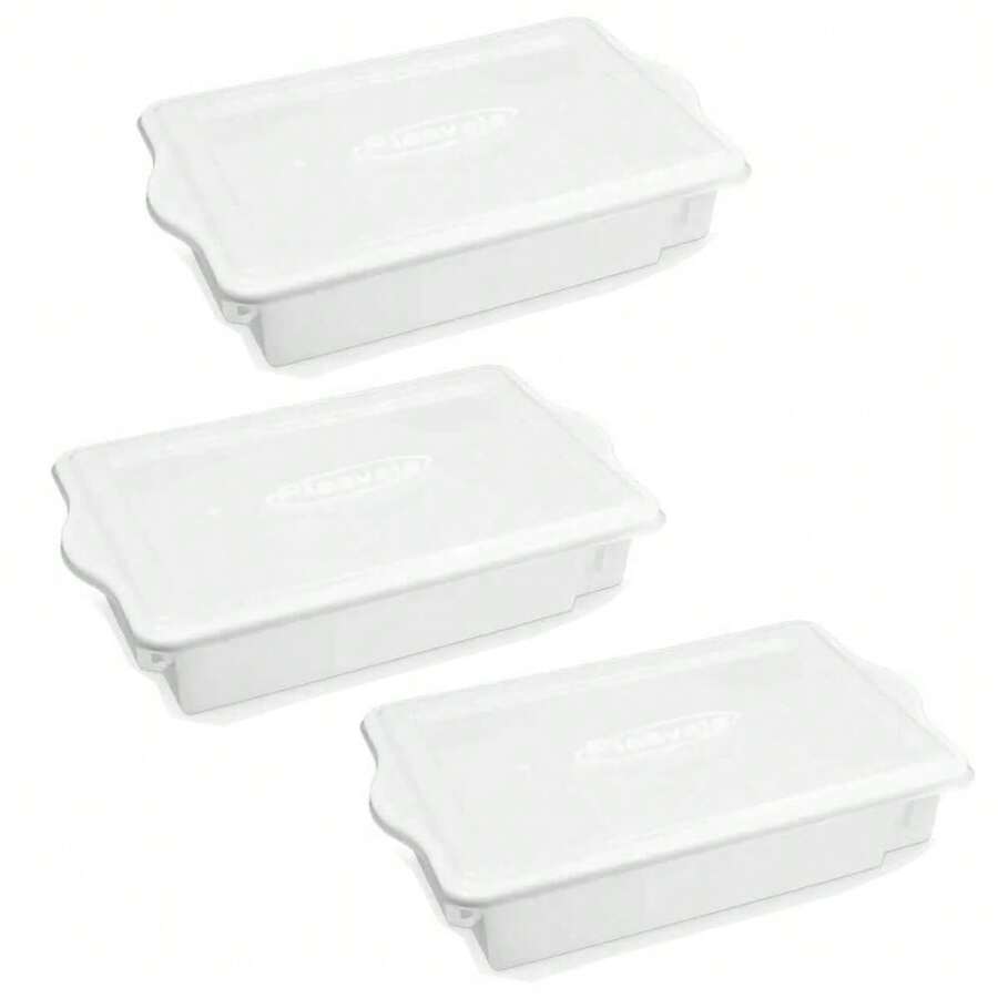 Kit 3 Caixas Organizadoras de Plástico 15L com Tampa Alimentos 56x34cm Empilháveis