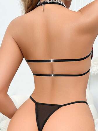 Conjunto de lencería sexy de encaje para mujer, incluye sujetador calado y tanga seductor, cómodo y ajustado a la piel, perfecto para escapadas románticas y noches de fantasía, lencería navideña