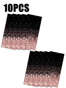 3 件，137 * 274 厘米/54 * 108 英寸一次性派对桌布，黑色和玫瑰金主题图案桌布，适合各种主题派对和日常使用（可悬挂作为背景以增强节日气氛） - 黑粉紅色 - 查看 11