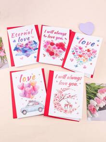 1PC Heart Pattern Valentine's Day Card, Five Style Exquisite Pattern Festival Cards, Used As Party Invitations, And Valentine's Day Gifts For Friends (With Envelope) - Sets - View 9