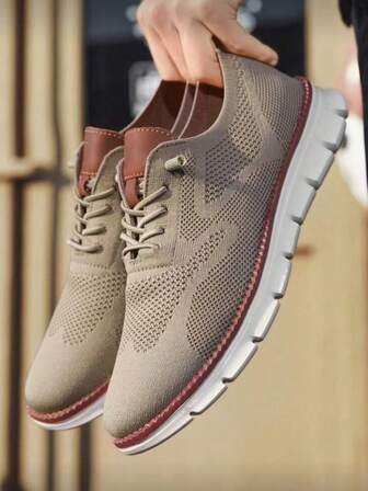 Nya lätta, andningsbara mesh-vardagsskor för män, kakifärgade, moderiktiga och bekväma loafers för män i plusstorlek