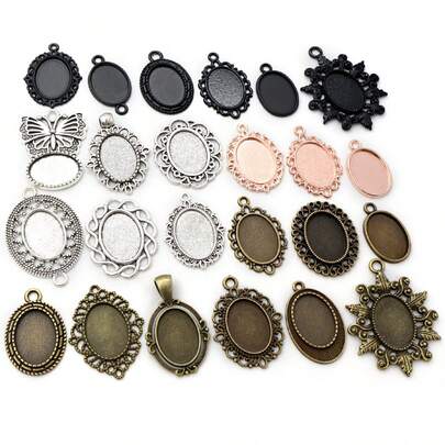 10pcs 13x18mm Inner Size Alloy Metal Oval Pendant Cabochons Blank Base Setting Bezel Tray DIY Jewelry Making Accessories For Necklace Earrings Bracelet