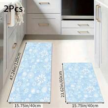 1pc Christmas Snowflake Pattern Floor Mat, Kitchen Floor Protective Pad, Comfortable Standing Mat, Living Room Bedroom Bathroom Laundry Office Area Rug, Home Decor Indoor