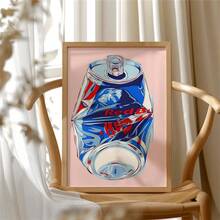 1pc Modern Decor Poster, Canvas Print, Crushed Red Bull Can Art Print: Pop Art Kitchen Poster, Suitable For Home Decor, Room Decor, Bedroom Decor, Living Room Decoration, Bathroom Decor, Wall Decor, Optional Wall Art With Frame.