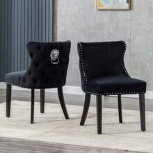2PCS Wahson Velvet Dining Chairs, Solid Wood Chair Chairs Chair For Restaurant - Black - View 9