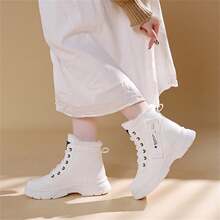 Women's Snow Boots, Warm Winter Boots, Waterproof & Comfortable Combat Boots - White - View 7