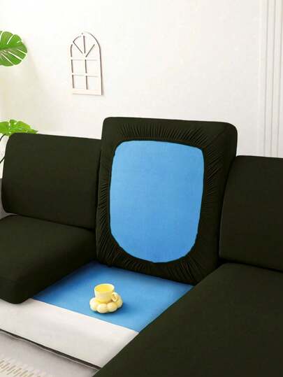 1 件简约现代纯色牛奶丝弹力沙发座垫套，适合所有季节