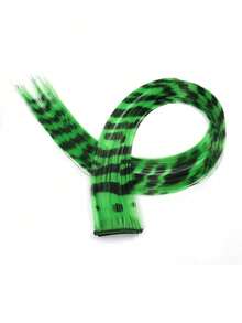 Synthetic Colored Hair Extensions, One-Piece Invisible Seamless Leopard Print Colored Ear-Hook Dyeing Long Straight Hair Highlights Striped Hair Extensions, Claw Clips, Hair Slide, Hair Barrettes, Accessories For Women - Multicolor - View 16