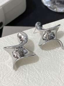 一对简约别致的立体螺旋耳环，时尚珠宝礼品，适合派对、通勤或作为节日礼物、情人节礼物，男士耳环 - 彩色 - 查看 7