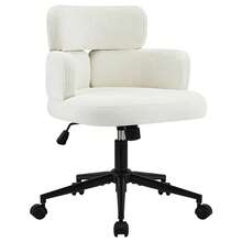 Fumahome Modern Chenille Office Chair With Wheels Swivel Home Office Desk Chair Adjustable Height Accent Chair With Comfy Backrest Upholstered Chenille Task Chair For Home Office Study Room - Beige - View 8