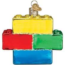 Old World Christmas Adornos de Vidrio soplado con Driver de Videojuegos para árbol de Navidad (44094), Purpurina Multicolor(bloques de construcción) - Multicolor - Ver 1