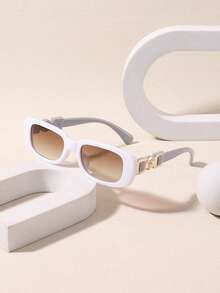 1 PC Women's Classic Rectangle Frame Fashionable Eyeglass Temples Fashion Glasses, Combines Practicality With A Sense Of Fashion For Outdoor - Multicolor - View 6