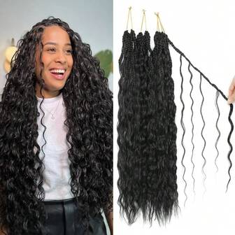 Trenzas de ganchillo de estilo bohemio Bora Bora de fibra de proteína pura similar al cabello humano de 18 pulgadas, 1/3 paquetes, trenzas de diosa con extremos suavemente rizados, cabello de ganchillo bohemio