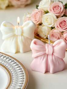 1pc Bow-Shaped Scented Candle, Long-Lasting Fragrance, Gift For Women, Home Decor, Aromatherapy, Suitable For Bedroom, DIY Gift. Also Applicable For Home Decoration, Fireplace, Living Room, Center Decor, Office, Valentine's Day Gift, Candle Set, Scented Candle, Friend Gift, Gift For Her. - Multicolor - View 4