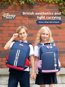 Disney 迪士尼风格英式小学生书包，带脊柱保护，适合1-6年级女生，新款大容量超轻书包，适合开学季使用。