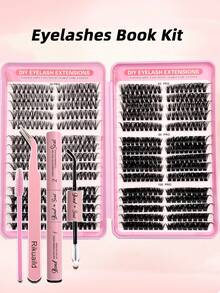 530片假睫毛套装，D卷度，30D+40D+50D+60D+80D+100D专业款式，包含睫毛胶、定型液、镊子和刷子，蓬松柔软，适合日常、婚礼、旅行、音乐节、圣诞节等各种场合。 - 彩色 - 查看 10