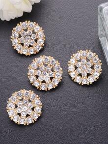 4颗/套 雪花镂空水钻镶嵌高档金属纽扣,适用于连衣裙、开衫、外套、毛衣、西装、晚礼服、上衣、鞋子、帽子、礼品盒、珠宝、节日装饰、DIY配件 - 彩色 - 查看 24