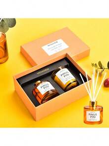 两件套/香氛蜡烛及5支无焰香薰棒，1支多香型蜡烛，天然植物香氛，无烟天然大豆蜡香氛蜡烛，持久留香，室内浴室皆宜，礼盒装 - 彩色 - 查看 4