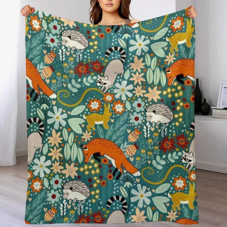 Textured Woodland Pattern Throw Blanket Heavy To Sleep Thins Bed Fashionable Hair Blankets - Black - View 1