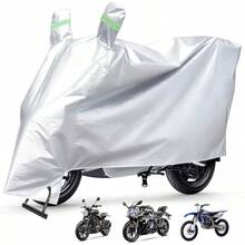 Funda para Moto Impermeable con Tiras Reflectantes y Oo de Cerradura Protección de Espeo Protección UV Adecuada para onda   arley etc Plata (XL) - SG - Ver 1