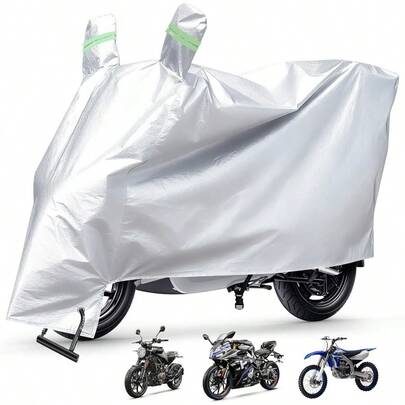 Funda para Moto Impermeable con Tiras Reflectantes y Oo de Cerradura Protección de Espeo Protección UV Adecuada para onda   arley etc Plata (XL)