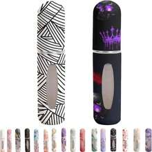 Refillable Perfume Atomizer Travel Bottles– Portable Leakproof Mini Sprayer For Cologne &Amp; Essential Oils, Plastic Empty Perfume Bottles With Unique Patterns,2 Pcs Pack Of 5 Ml (Striped And Black) - ColorG - 查看 1