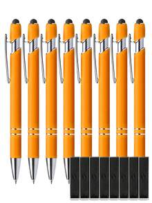 1-32支定制金属伸缩圆珠笔+触控笔套装 | 防滑笔握+书写流畅的中号笔尖 | 兼容智能手机/平板电脑/办公设备 | 可刻字/日期/Logo | 商务刻字笔+教师节礼物+新人中性笔 | 适合学生/上班族/教师（男女通用） | 节日/生日礼物（母亲节/圣诞节/毕业典礼） | 办公/学习必备 | 多场景适用（教室/宿舍/商务会议） | 男女皆宜，青少年适用，DIY - 橙黃色 - 查看 23