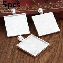 4 piezas de base de bisel de aleación de zinc de 25 mm para hacer joyas con colgante cuadrado en blanco, accesorios para manualidades - Ajuste de base de cabujón colgante - Ver 23