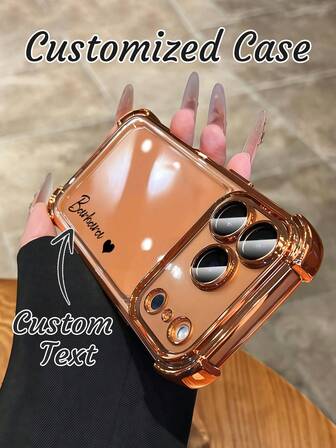 1pc Customized Signature Electroplated Anti-Drop Phone Case Compatible With IPhone 16/16 Pro/16 Plus/16 Pro Max/11/11 Pro/11 Pro Max/12/12 Pro/12 Pro Max/13/13 Pro/13 Pro Max/14/14 Plus/14 Pro/14 Pro Max/15/15 Plus/15 Pro/15 Pro Max/16e/17 Pro Max/17 Air/17 And Other Models, Wrist Strap Design