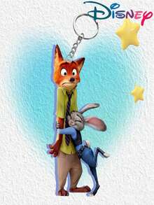 Disney [ Copyright Reserved] 1pc Zootopia Cartoon Acrylic Keychain, Nick Wilde & Judy Hopps High-Quality Backpack Pendant - Multicolor - View 11