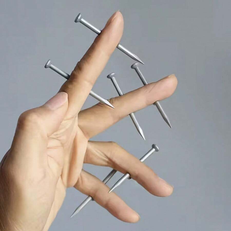 10pcs Finger Nail Piercing Prop Set, Party Gathering Interactive Joke Supplies, Friends Team Building Dinner Gag Gifts, Creative Funny Small Presents - Silver - View 1
