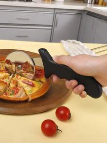 1pc 8cm Diameter Pizza Cutter, Plastic Handle Roller Knife, Household Cake Slicer, Sharp Stainless Steel Wheel, Baking Cutting Tool, Easy To Clean, Plastic Handle Pizza Roller Cutter, 8cm Diameter, Cake & Pastry Cutter, Non-Stick Easy To Clean, Practical Kitchen Tool - Multicolor - View 1