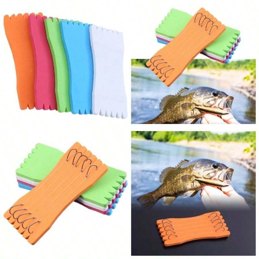 5pcs Leader Line Lagerhalter Fischereisenwickel Bobina Board Snelled Hook Keeper Random Color Tackle Organizadores Ataque - inicial - Ver 1
